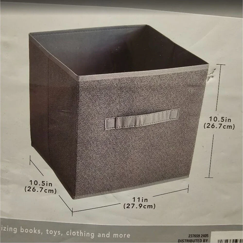 Closet Essentials Gray Fabric Collapsible Storage Bin w/ Handles 11x10.5x10.5